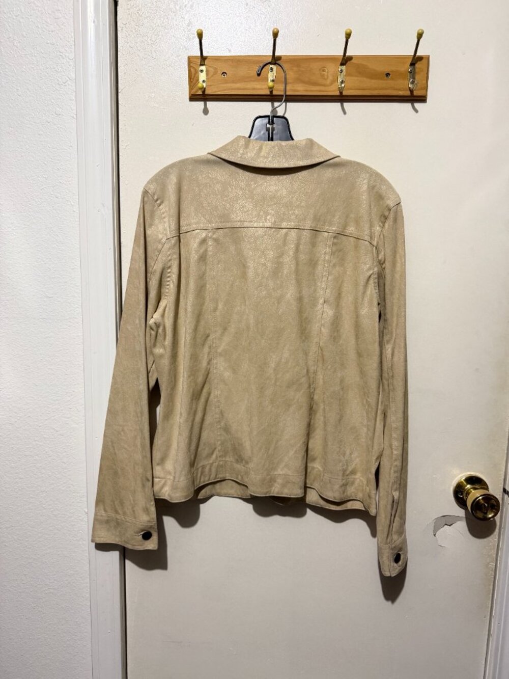 Bamboo Traders Beige Metallic Gold Shimmer Jean Jacket Trucker - Medium - Picture 5 of 8